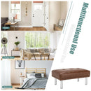 Ottoman Footrest Stool PU Leather Seat with Metal Legs-Brown