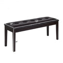 Upholstered Dining Room PU Bench Solid Wood Button Tufted-Brown
