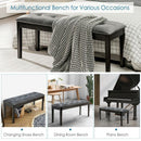 Upholstered Dining Room PU Bench Solid Wood Button Tufted-Gray