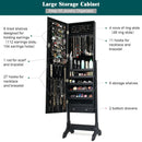 Lockable Mirrored Jewelry Cabinet Armoire Storage Organizer Box-Black