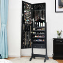 Lockable Mirrored Jewelry Cabinet Armoire Storage Organizer Box-Black
