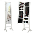 Attractive Rectangle Mirrored Jewelry Cabinet-White