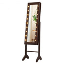 Mirrored Jewelry Cabinet Armoire Organizer w- LED lights-Brown