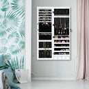 Wall Mounted Lockable Mirror Jewelry Cabinet with LED Light