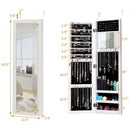 Wall Door Mounted Mirrored Jewelry Cabinet Storage Organizer-White