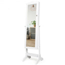 Mirrored Lockable Jewelry Cabinet Armoire Organizer Storage Box-White