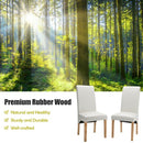 Set of 2 Dining Chairs with Rubber Wood Legs-Beige