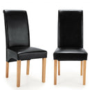 Set of 2 Dining Chairs with Rubber Wood Legs-Black