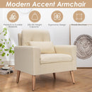 Accent Chair Cushioned Linen Armchair with Waist Pillow Sofa Chair-Beige