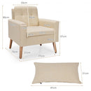 Accent Chair Cushioned Linen Armchair with Waist Pillow Sofa Chair-Beige