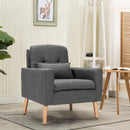 Accent Chair Cushioned Linen Armchair with Waist Pillow Sofa Chair-Gray