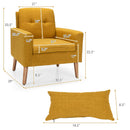 Accent Chair Cushioned Linen Armchair with Waist Pillow Sofa Chair-Yellow