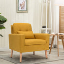 Accent Chair Cushioned Linen Armchair with Waist Pillow Sofa Chair-Yellow