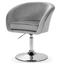 360 Degree Swivel Makeup Stool Accent Chair with Round Back and Metal Base -Gray