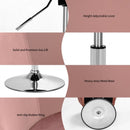 360 Degree Swivel Makeup Stool Accent Chair with Round Back and Metal Base -Pink