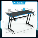 47.5 Inch Z-Shaped Computer Gaming Desk with Handle Rack-Blue