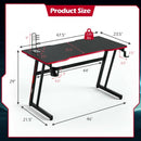 47.5 Inch Z-Shaped Computer Gaming Desk with Handle Rack-Red