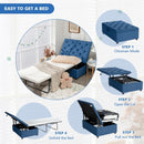Folding Ottoman Sleeper Bed with Mattress for Guest Bed and Office Nap-Blue