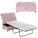 Folding Ottoman Sleeper Bed with Mattress for Guest Bed and Office Nap-Pink