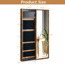 Wall Mounted Jewelry Full-Length Mirror Slide Cabinet Armoire-Rustic Brown