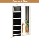 Wall Mounted Jewelry Full-Length Mirror Slide Cabinet Armoire-White