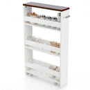 Rolling Kitchen Slim Storage Cart Mobile Shelving Organizer with Handle-White