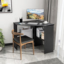 Corner Computer Desk Triangle Writing Workstation with Storage Shelf-Black