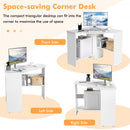 Corner Computer Desk Triangle Writing Workstation with Storage Shelf-White