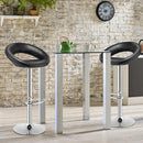 Set of 2 Bar Stools Adjustable PU Leather Swivel Chairs-Black
