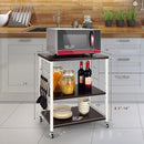 3-Tier Kitchen Baker's Rack Microwave Oven Storage Cart with Hooks-Deep Brown