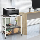 3-Tier Kitchen Baker's Rack Microwave Oven Storage Cart with Hooks-Deep Brown