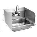 Stainless Steel Sink Wall Mount Hand Washing Sink with Faucet and Side Splash