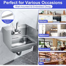 Stainless Steel Sink Wall Mount Hand Washing Sink with Faucet and Side Splash