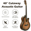 40" Full Size Cutaway Acoustic Guitar Starter Guitarra Bundle Kit -Coffee
