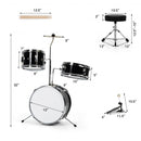 5-Piece Junior Drum Set with 5 Drums-Black