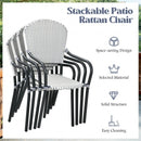Set of 4 Patio Rattan Stackable Dining Chair with  Armrest for Garden-White