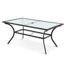 66 x 38 Inches Patio Dining Glass Table Oversize Rectangular with Umbrella Hole