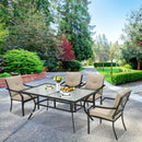 66 x 38 Inches Patio Dining Glass Table Oversize Rectangular with Umbrella Hole