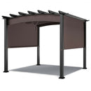 10 x 10ft Patio Pergola Gazebo Sun Shade Shelter with Retractable Canopy-Coffee