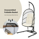 Hanging Wicker Egg Chair with Stand -Beige