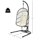 Hanging Wicker Egg Chair with Stand -Beige