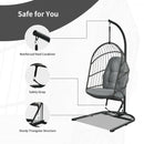 Hanging Wicker Egg Chair with Stand -Gray