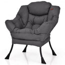 Modern Polyester Fabric Lazy Chair with Side Pocket-Gray