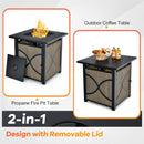 25 Inch 40000 BTU Propane Fire Pit Table with Lid and Fire Glass