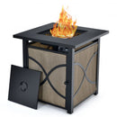 25 Inch 40000 BTU Propane Fire Pit Table with Lid and Fire Glass