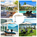 10FT Offset Umbrella with 8 Ribs Cantilever and Cross Base Tilt Adjustment-Beige
