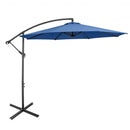 10FT Offset Umbrella with 8 Ribs Cantilever and Cross Base Tilt Adjustment-Blue