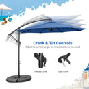 10FT Offset Umbrella with 8 Ribs Cantilever and Cross Base Tilt Adjustment-Blue