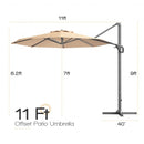 11ft Patio Offset Umbrella with 360° Rotation and Tilt System-Beige