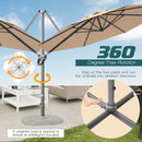 11ft Patio Offset Umbrella with 360° Rotation and Tilt System-Beige